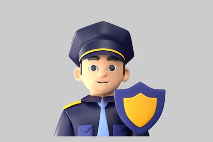 Preview: Cartoon security guard with shield