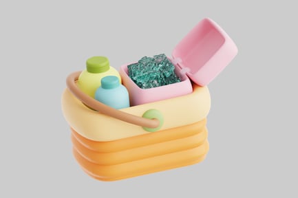 Preview: Plastic Basket Adorned with Various Items