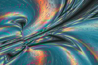 Preview: Digital illustration colorful whirlpool, background in teal and orange