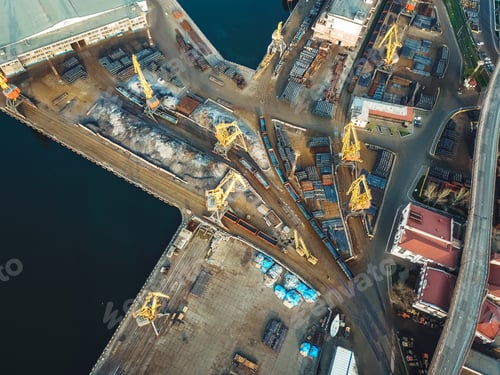 Preview: Sea port from a bird's-eye view. Odessa, Ukraine