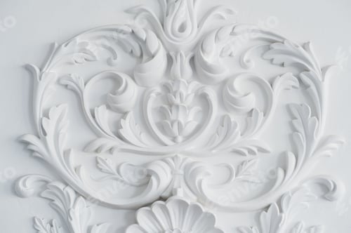 Preview: Luxury white wall design bas-relief with stucco mouldings roccoco element