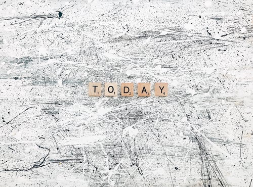 Preview: Today ! Abstract acrylic painted background with motivational words, quotes and phrases, wallpaper