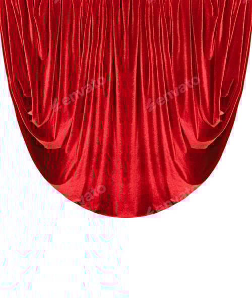 Preview: Red Velvet Curtain Drape on a White Background