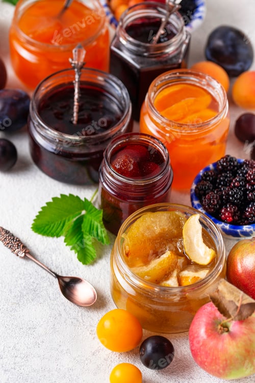 Preview: Assortment of different jams in jars