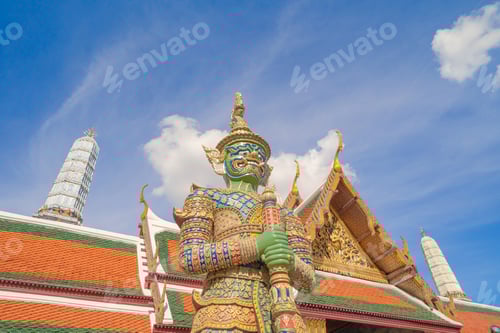 Preview: Golden pagoda at Temple of the Emerald Buddha in Bangkok, Thailand. Wat Phra Kaew and Grand palace