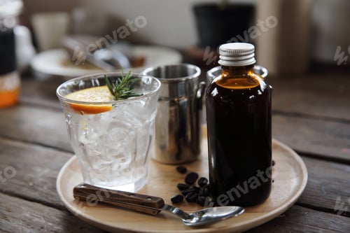 Preview: Coffee and Orange Beverage with Rosemary Sprig
