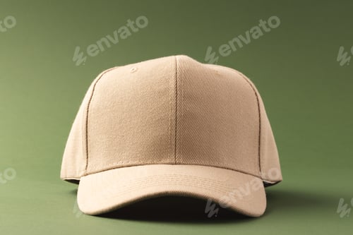 Preview: Cream baseball cap and copy space on green background