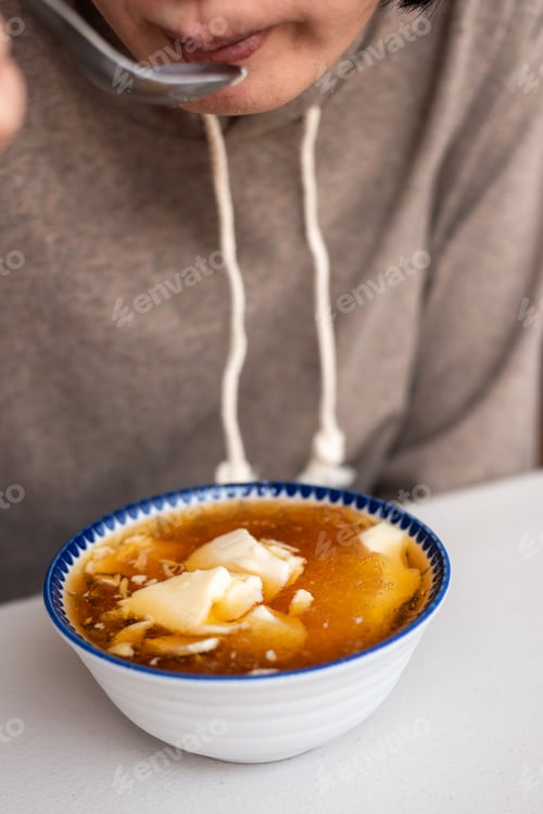 Preview: Woman Eat Famous Taiwan Snacks Of Tofu Pudding