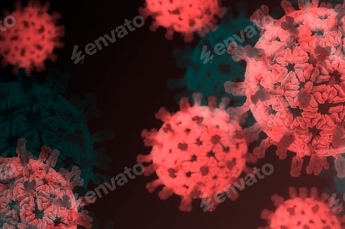 Preview: Virus Cell Render in Red and Blue
