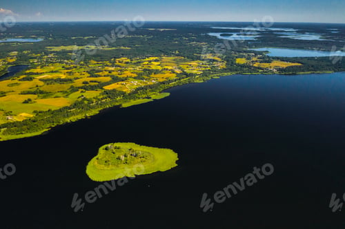 Preview: Top view of lake Drivyaty in the Braslav lakes National Park, the most beautiful lakes in Belarus.An