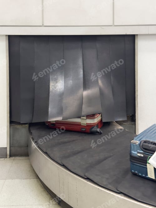 Preview: Suitcase on Baggage Claim Conveyor Belt
