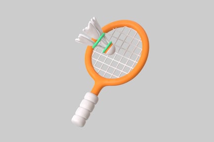 Preview: Orange badminton racquet with shuttlecock
