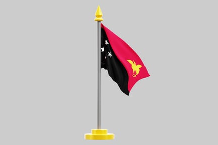 Preview: Papua New Guinea national flag on flagpole