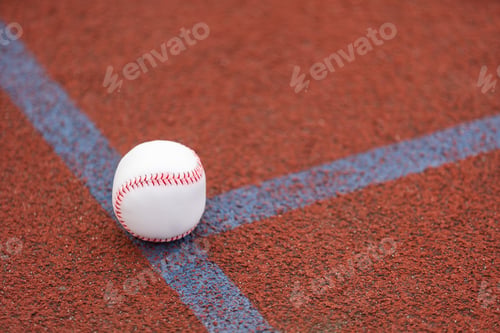 Preview: one baseball on infield of sport field