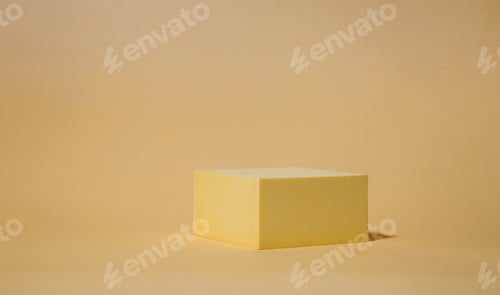 Preview: Minimalist Yellow Cube on Beige Background