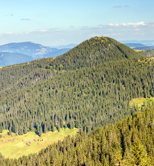 Preview: Panorama of Carpathian mountains in summer sunny day