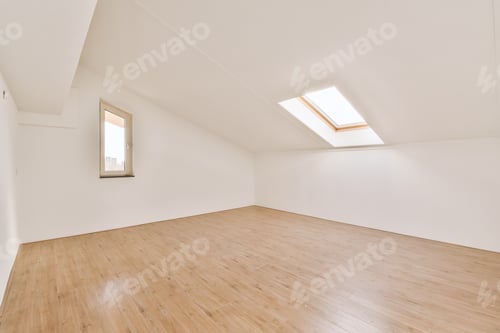 Bright Empty Room with Wood Floor