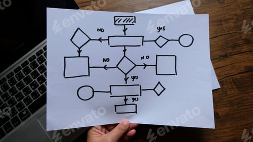 Preview: diagram, flowchart, concept project, business on laptop background