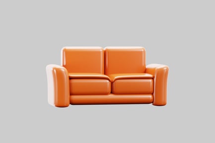 Preview: Orange sofa with rounded rectangular shape.