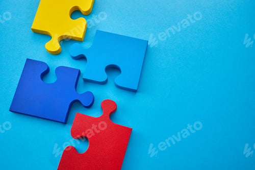 Preview: Color puzzle symbol of public awareness for autism spectrum disorder. World Autism Awareness Day.