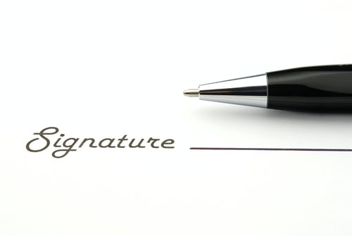 Preview: Pen and Signature Line on White Background