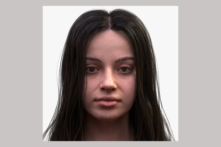 Preview: Detailed Female Head with Long Dark Hair