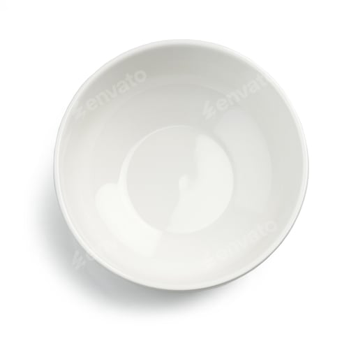 Empty White Ceramic Bowl on a White Background