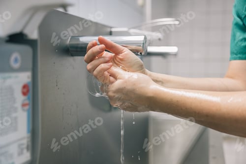 Preview: Medical personnel washing their hands after leaving the operating room