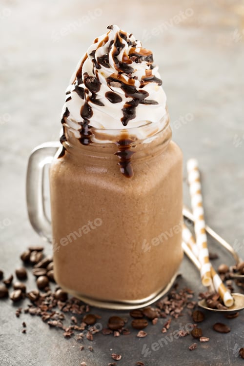 Preview: Chocolate frappe coffee with whipped cream