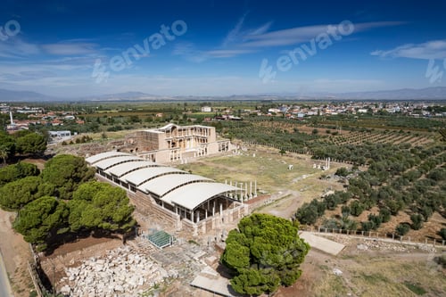 Preview: Ancient City Sardes (Sardis) Ancient City with gymnasium and synagogue ruins and columns in Manisa.