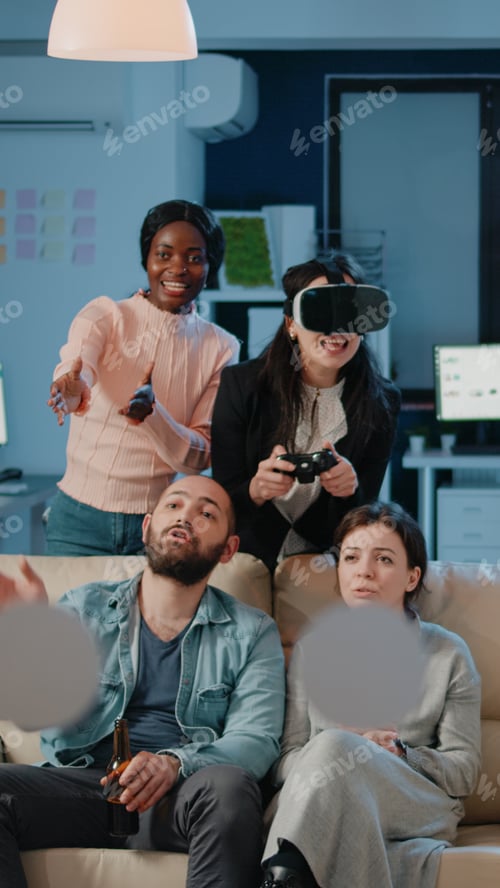 Preview: Multi ethnic group of workers playing video games