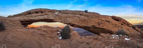 Preview: Panorama Of Mesa Arch At Sunset Hour In Canyonlands National Park, Utah