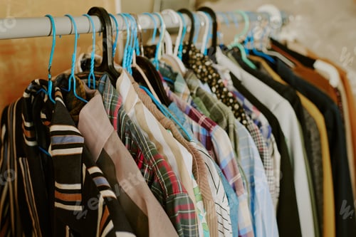 Preview: Hanging Various Shirts on Clothes Rack in Cozy Room
