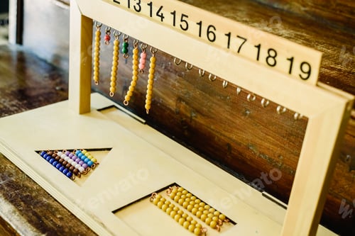 Preview: Hanger for color bead stairs, counting in a montessori classroom