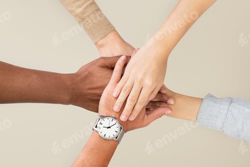 Preview: Diverse hands united business teamwork gesture
