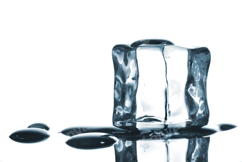 Preview: ice cube with water drops on white