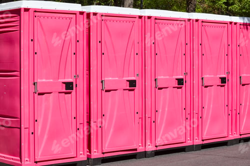 Preview: Portable wc. Public mobile toilet set in the street. Transportable