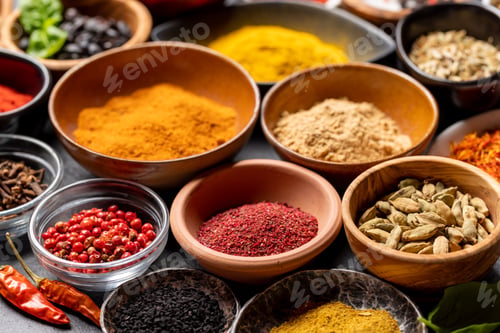 Preview: Various spices in bowls