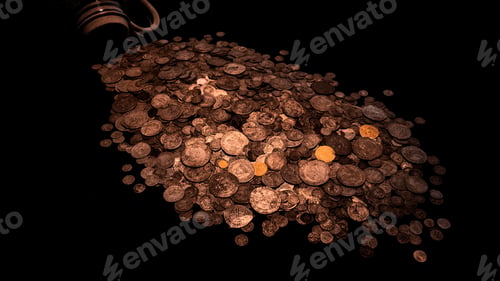Preview: Stack of old coins on the black surface - treasure adventure concept