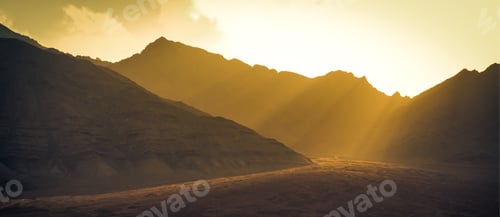 Preview: Landscape mountains with sunlight before sunset in Leh ladakh , India