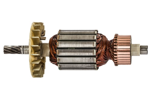 Preview: Rotor of electric motor close-up, isolated on white background
