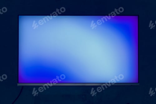 Preview: Blue digital blank screen isolated on black