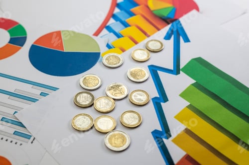 Preview: Financial Charts and Coins Representing Growth