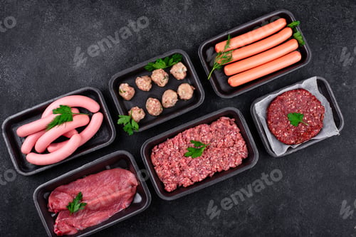 Preview: Assortment of different vegan plant based meat