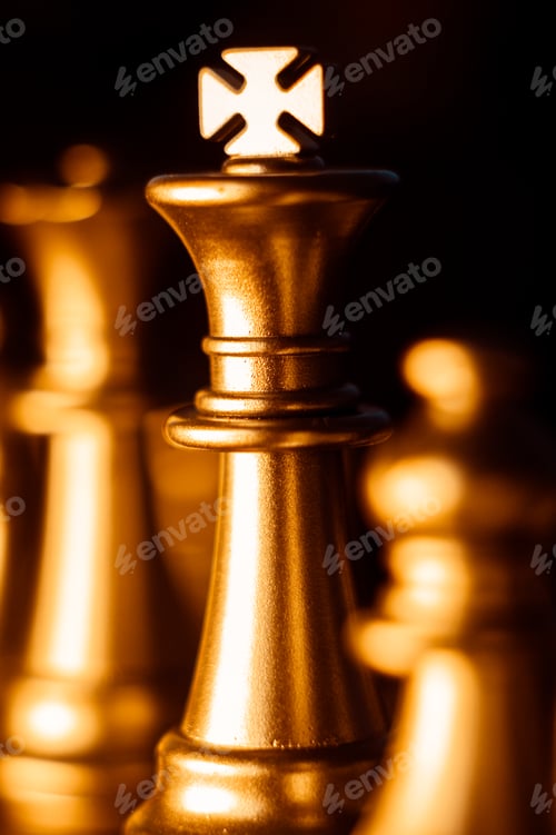 Preview: Chess pieces on the board on a dark background