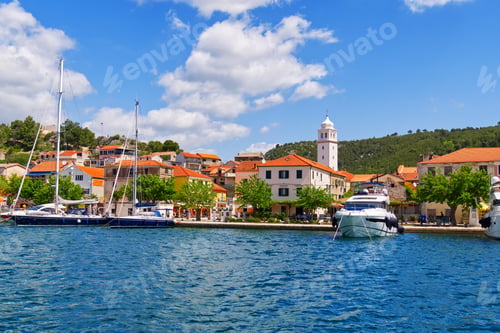Preview: Skradin, Croatia. View on the Skradin and yachts in Krka national park in Croatia