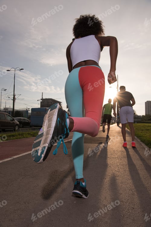 Preview: multiethnic group of people on the jogging