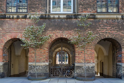 Preview: Bicycle parked in front of the building, Copenhagen, Denmark. Early Saturday morning.