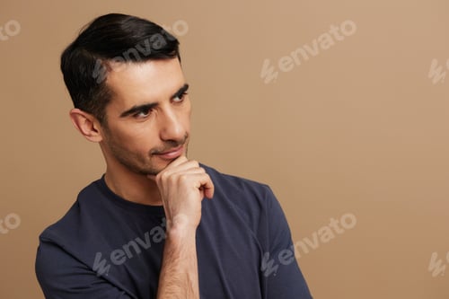Preview: Cheerful man smiling casual wear posing emotions isolated background