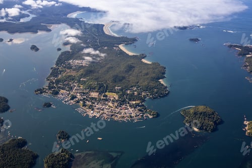 Preview: Aerial Landscape View of a touristic town, Tofino